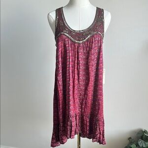 NWT Altar'd State Women’s Boho Lightweight Flowy Embellished Swing Dress Tunic S